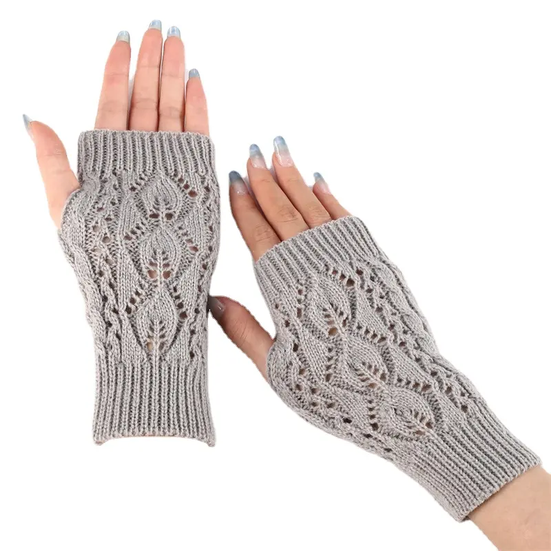 Оптовая продажа, зимние осенние мягкие короткие рукавицы с половинными пальцами, теплые рукавицы без пальцев для влюбленных