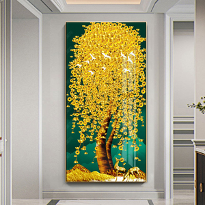 UNIART抽象金叶摇钱树版画画布海报现代风景油画壁画家居装饰 - Product Image 3