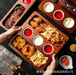 Sabri cổ điển rắn gỗ Snack tấm hình chữ nhật nhà hàng bít tết Platter cho khoai tây chiên chiên gà dips cho cắm trại - Product Image 3