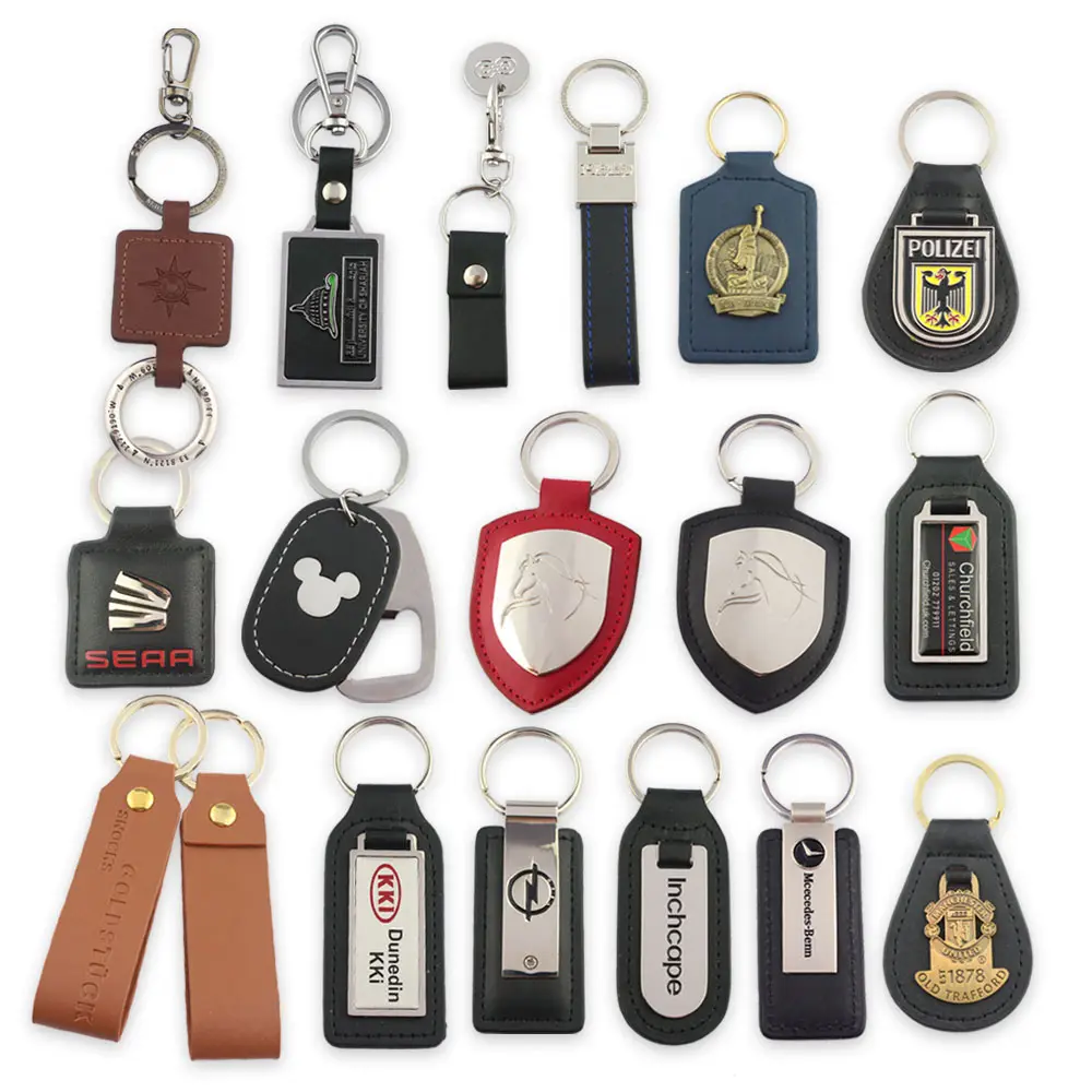 Keychain Leather Blanks Cheap Factory Custom Blank Leather Keyring Metal Keychain