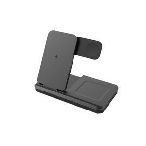 เครื่องชาร์จไร้สายที่รวดเร็วแม่เหล็กพับได้ 3 ใน 1 สถานีชาร์จสําหรับ iPhone 15W เครื่องชาร์จแบบพกพาสําหรับ Apple Watch สําหรับ Airpods - Product Image 2
