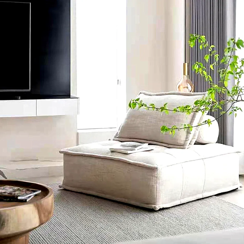 Sofá individual de tela para sala de estar, Tatami, moderno, japonés