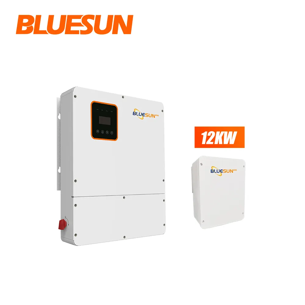 Bluesun-inversor híbrido monofásico para sistemas de energía Solar, inversor híbrido de 12Kw, modelo europeo y estadounidense, al mejor precio