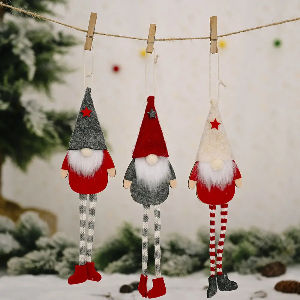 Pingente de enfeite de natal, enfeites de decoração gnome papai noel feliz natal, suprimentos para decoração de mesa para presentes, rosto criativo