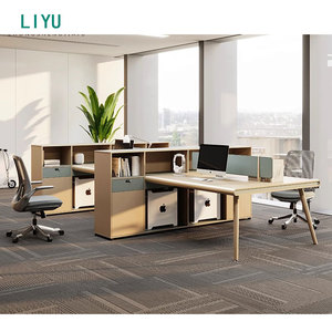 Muebles de oficina comerciales modernos Liyu, escritorio de doble ordenador para estación de trabajo de empleado, partición Modular con compartimento para Villa - Product Image 2