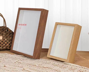 Đen Trắng óc chó Gỗ MDF trang trí nghệ thuật hình ảnh khung ảnh sâu <span class=keywords><strong>3D</strong></span> hộp bóng khung với plexiglass - Product Image 5