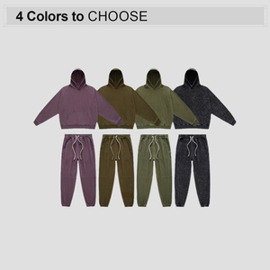 Cổ Điển Rửa Đau Khổ Áo Và Quần Bó Sát Thiết Lập Tùy Chỉnh 420 Gram Cotton Trọng Lượng Nặng Mens Không Có Chuỗi Áo Bộ - Product Image 2