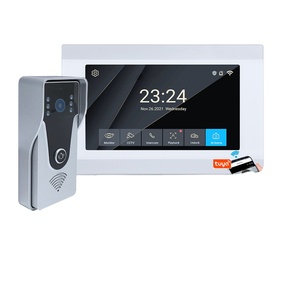 Alta calidad de lujo hogar multi habitación multifunción 4 con cable inter teléfono sistema de intercomunicación de seguridad dos monitores videoportero - Product Image 1