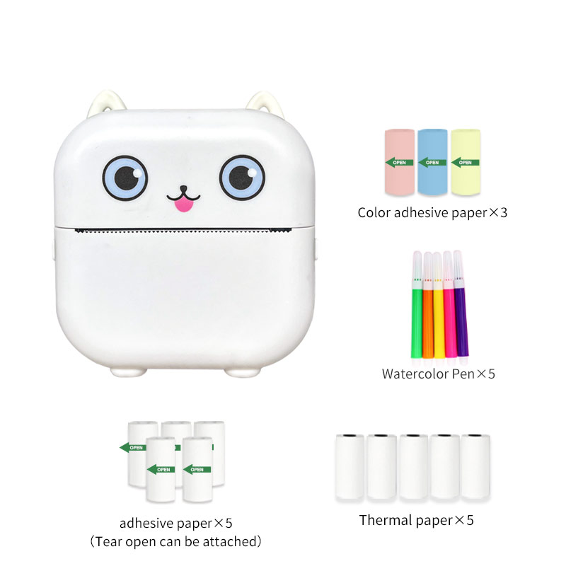 Printer+5 stickers+5 paper+3 color sticker+5 Colored pens