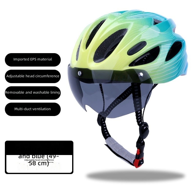 Gradient green kids helmet-with detachable goggles