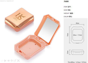 オレンジプラスチックプレスパウダーコンパクトケースかわいいデザイン空の化粧品ケースパウダーコンパクトブラッシュミラー付き
