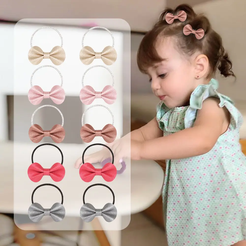 Orelhas De Coelho Cute Bow Hair Band Hair Tie Glitter Baby Girls High Elastic Hair Rope 20915