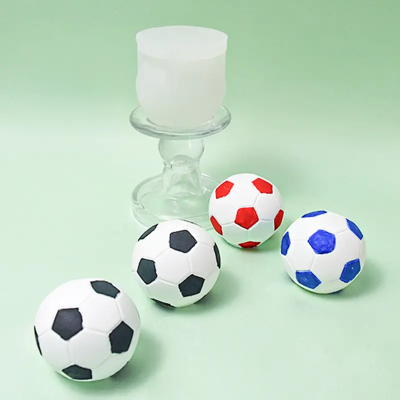 Molde de vela de silicone DIY para cera de soja Y515 Forma de Futebol artesanal