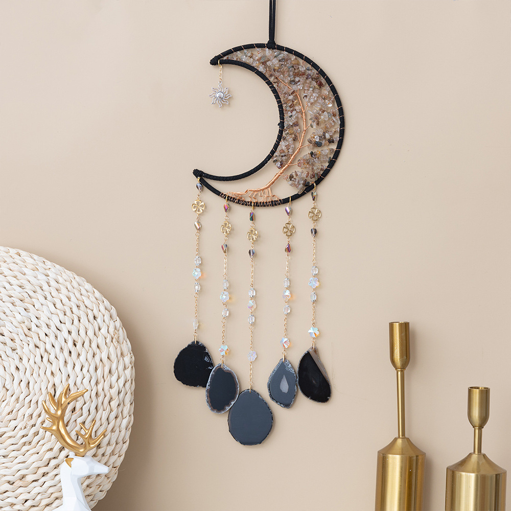 Dark Night Wind and Moon Agate Tree