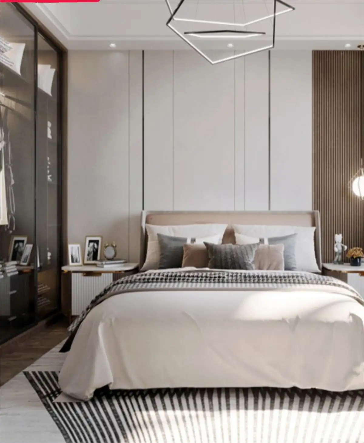 Colore grigio camera da letto parete armadio design costruito nel guardaroba