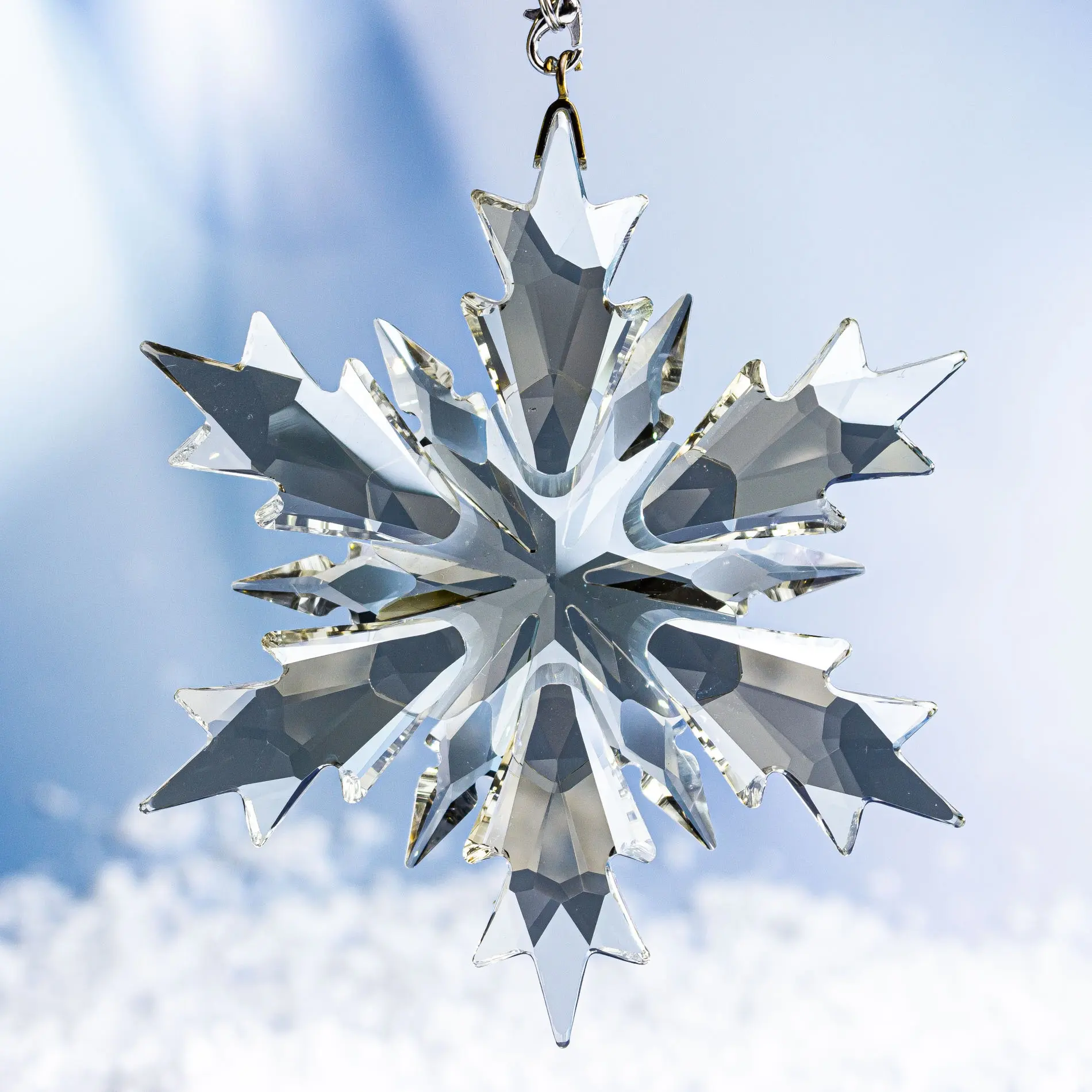2023 ciondolo fiocco di neve di cristallo di natale all'ingrosso personalizzato K9 regali di natale personalizzati decorazioni in vetro di cristallo