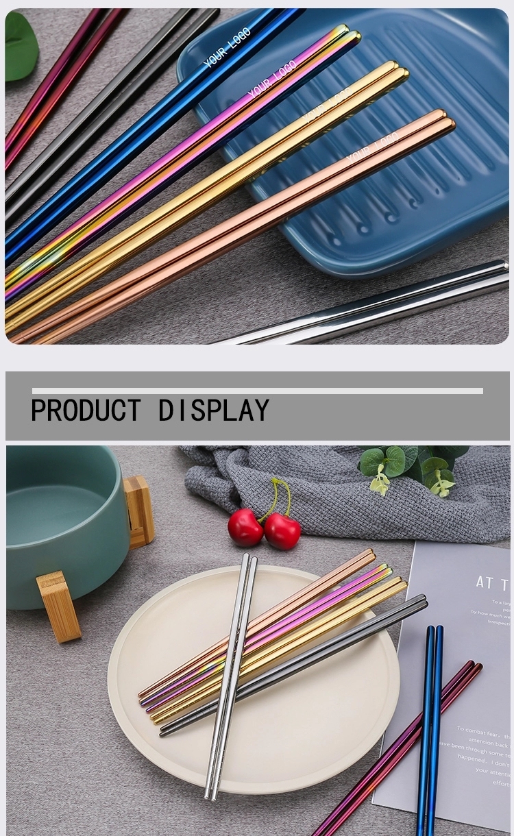 Non-Slip Chinese Stainless Steel Reusable Metal Chopstick for Sushi Food Sticks Tableware Kitchen
