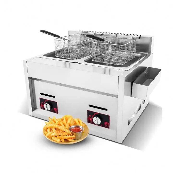 6L +6L Professional Cina Friggitrice a Gas Fried Potato Chips Machine Comercial Gas Fryer