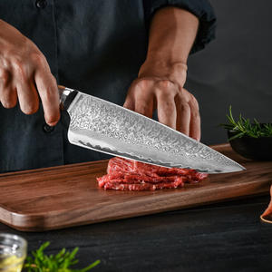 8-Inch kırmızı gölge ahşap şam çelik şef bıçağı lazer Logo mutfak et dilimleme için paslanmaz çelik saplar karbon çelik bıçak - Product Image 3