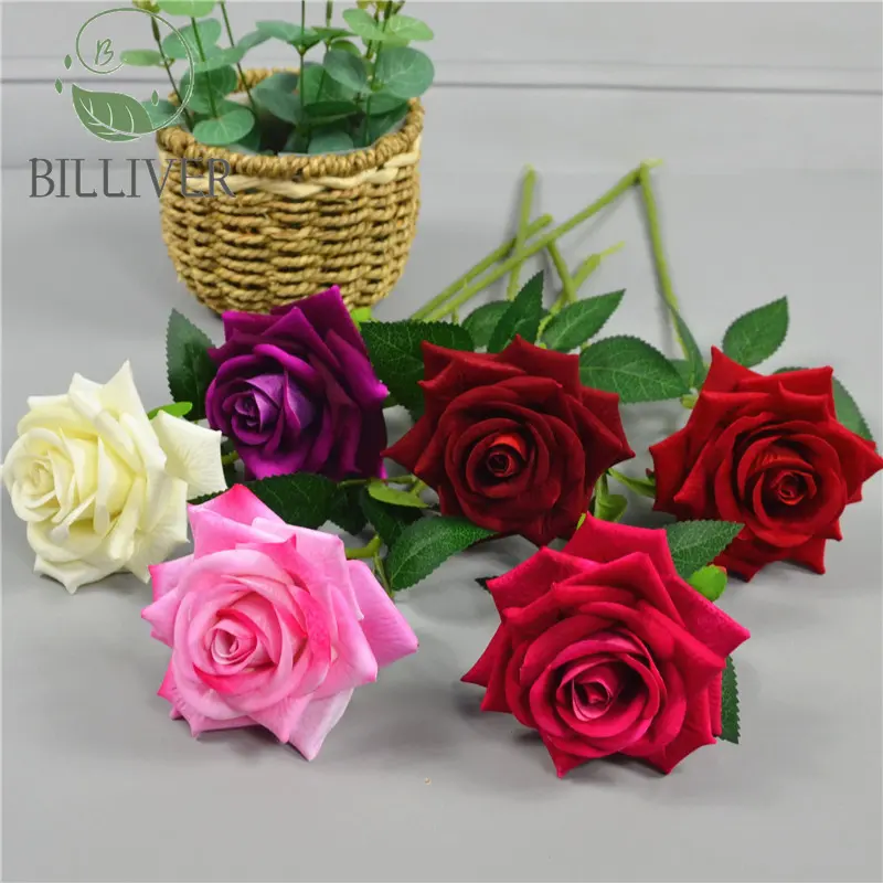 Rose simulation flower wedding hand-held flower decorative plastic simulation rose dried flower bouquet advanced sense