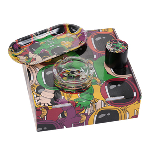 5 trong 1 thuốc lá phụ kiện khói Máy xay ống kim loại khay thủy tinh gạt tàn Jar hút Kit - Product Image 4