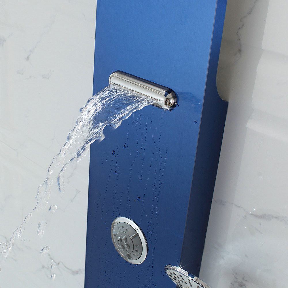Modern Style Bathroom Hardware Wall Mounted Blue Brushed Stainless Steel Shower Panel