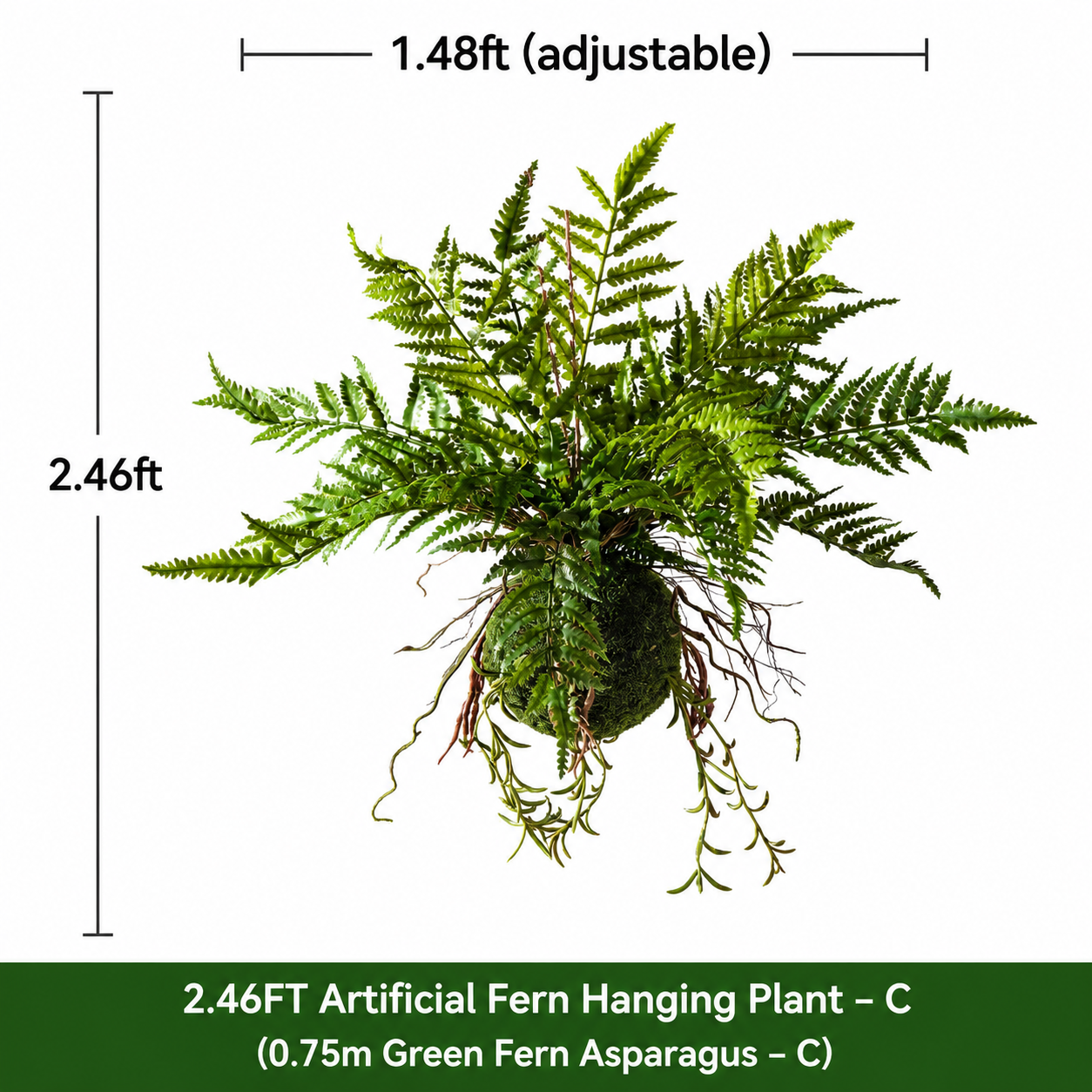 Planta Colgante de Helecho Artificial de 2.46 pies