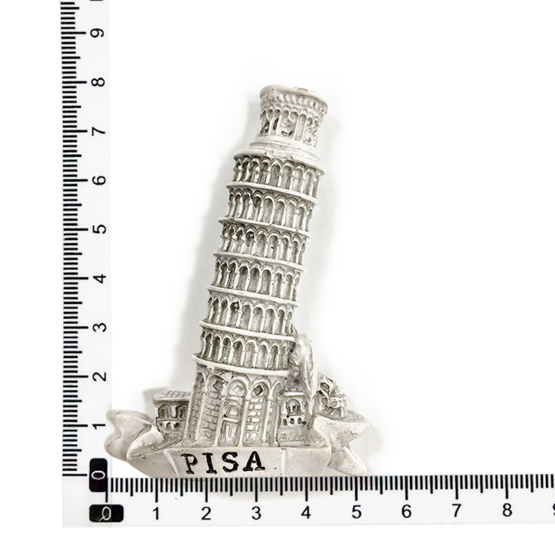 Torre inclinada de Pisa en gris, llena de color.