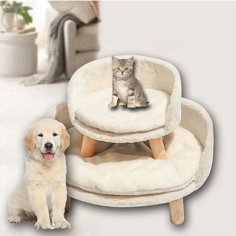 Wholesale Pet Beds Sofa Autumn and Winter Soft Rabbit Fur Cat Bed Kennel Removable and Washable Cushion