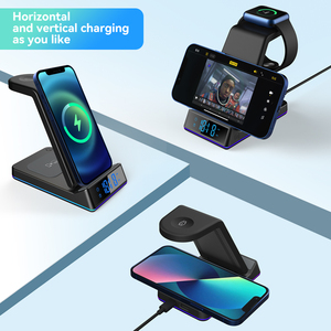 高速目覚まし時計ワイヤレス充電器スタンド携帯電話充電ホルダーランプ付きワイヤレス充電器最新の5in1ポータブル3in1 Z6 - Product Image 6