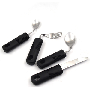 Elderly Adaptive Utensils 4 Piece Kitchen Set Wide Non Weighted Non-Slip Handles for Hand Tremors Arthritis <strong>Parkinson</strong> - Product Image 1