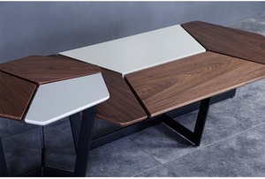Living Room Furniture Retro <strong>Multi</strong> <strong>Function</strong> Unique Shape Two-Tone Color Palette Coffee <strong>Tables</strong> Mdf With Walnut Veneer Top - Product Image 4