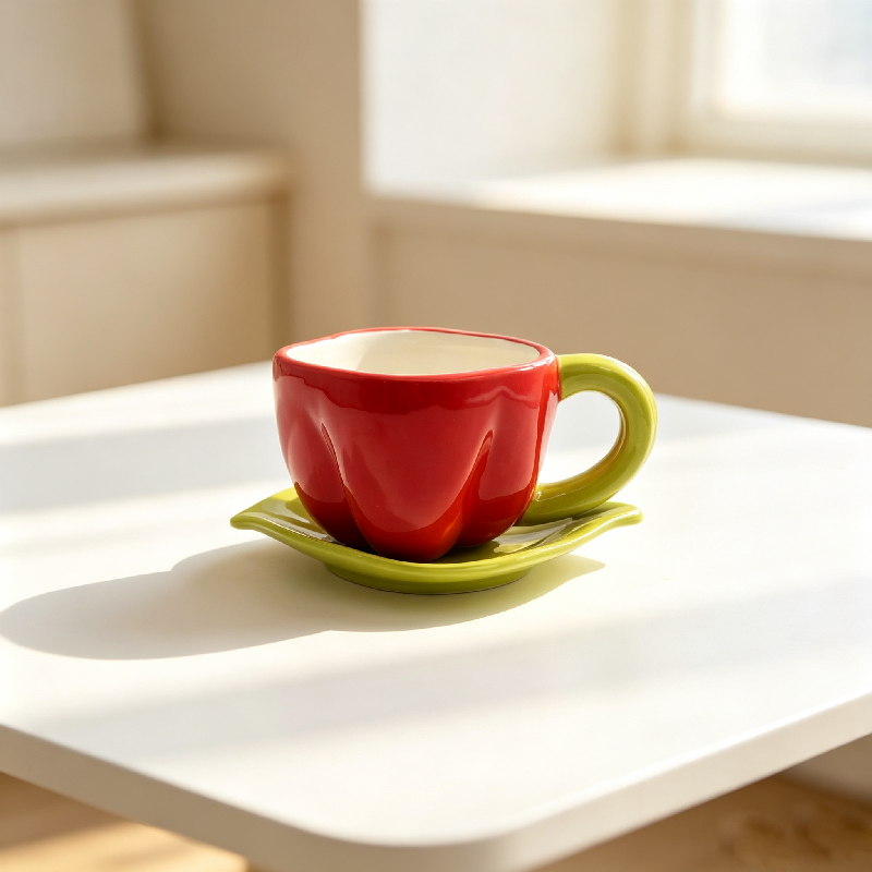 4 red pepper coffee cups