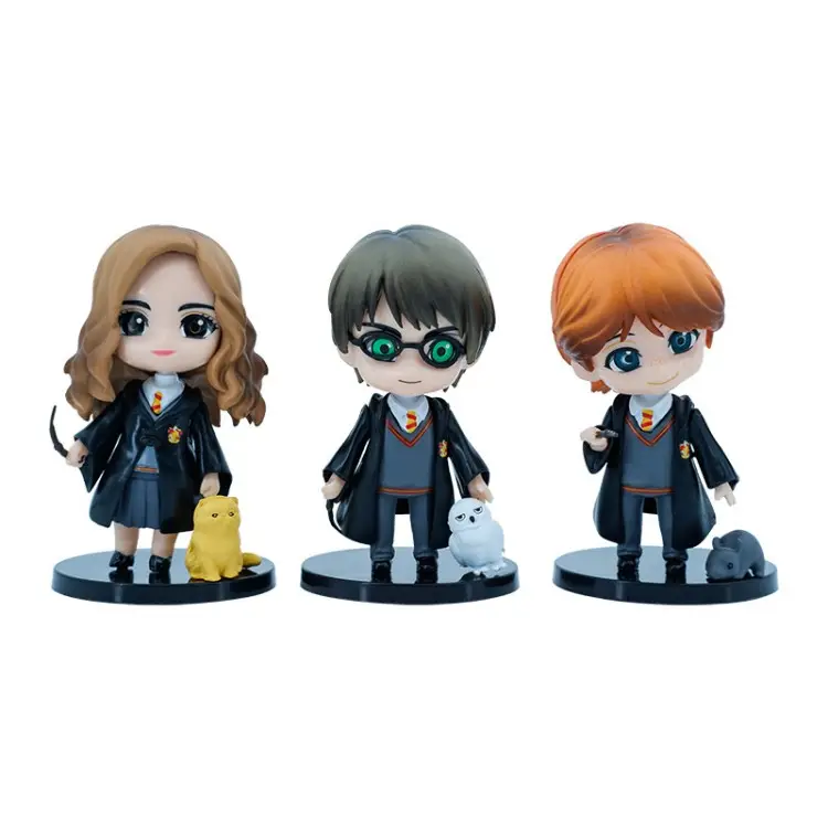 Action Figures Anime Q Version Set Harry Mini Cute Potter Blind Box Doll Table Cake Decoration