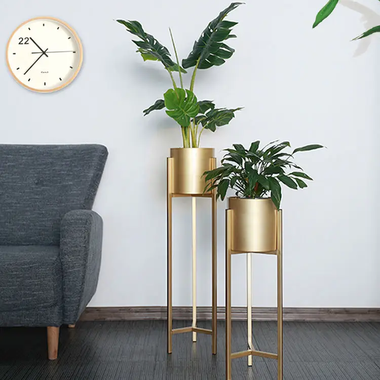 Golden wrought iron flower stand fashion metal flower stand Indoor floor decoration Potted plant stand