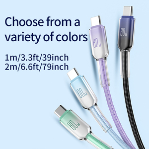 สายเคเบิลส่งข้อมูลคริสตัลน้ำแข็ง PD 60W ชาร์จเร็วชนิด C ถึง Type C สำหรับ Apple 16 15 Samsung /huawei - Product Image 2