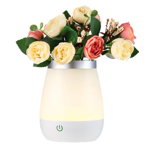 Mini Tabletop <strong>Vase</strong> With USB LED Lamp <strong>Vase</strong> Decor Table Touch Switch Adjustable Brightness Desktop Decoration Accessories