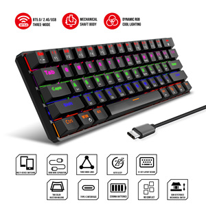 Miniteclado inalámbrico BT 5,0 2,4G para ordenador, Teclado mecánico con 3 modos, retroiluminado, LED colorido, 61 teclas, RGB, para videojuegos, novedad de 60% - Product Image 4