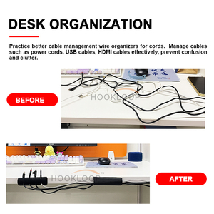 Organizador de cables de doble función, gancho y bucle de 10x10cm para gestión de cables de escritorio, organización de mesita de noche - Product Image 2