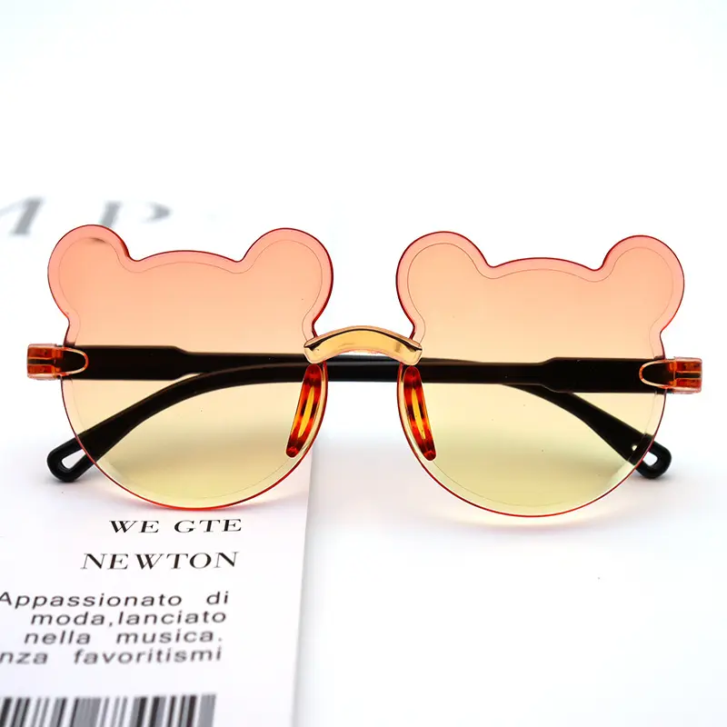 Hot Selling Entzückende bären förmige Kinder Sonnenbrille mit Verlaufs linse Randloses Design Cartoon Niedliche Brille Shades Factory Wholesale
