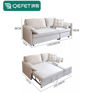 Foshan mobilya fabrika Modern püsküllü kumaş katlanır kanepe Cum yatak toptan uzatılabilir otel oturma odası için Futon kanepe çekin - Product Image 5