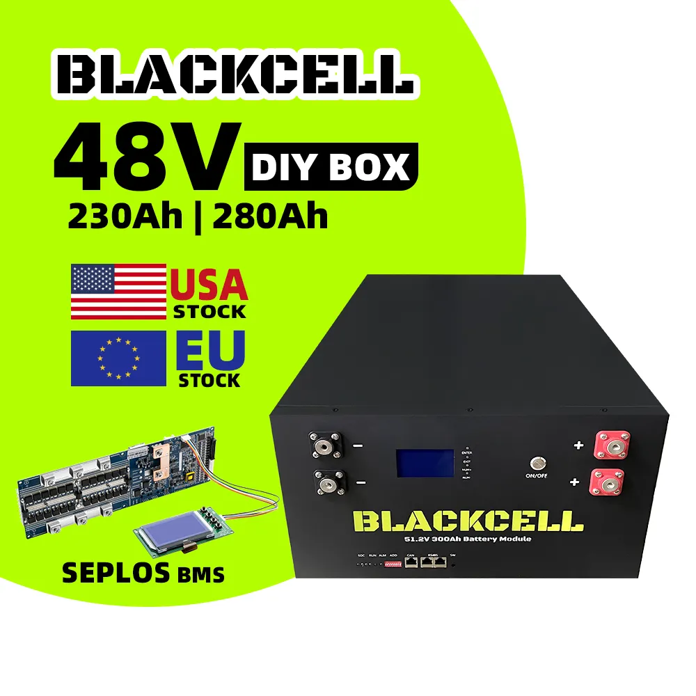 U Stock Seplos Server Rack fai da te sistema di accumulo di energia LiFePO4 batteria 48V 51.2V BOX 280Ah 302Ah LiFePO4 custodia batteria
