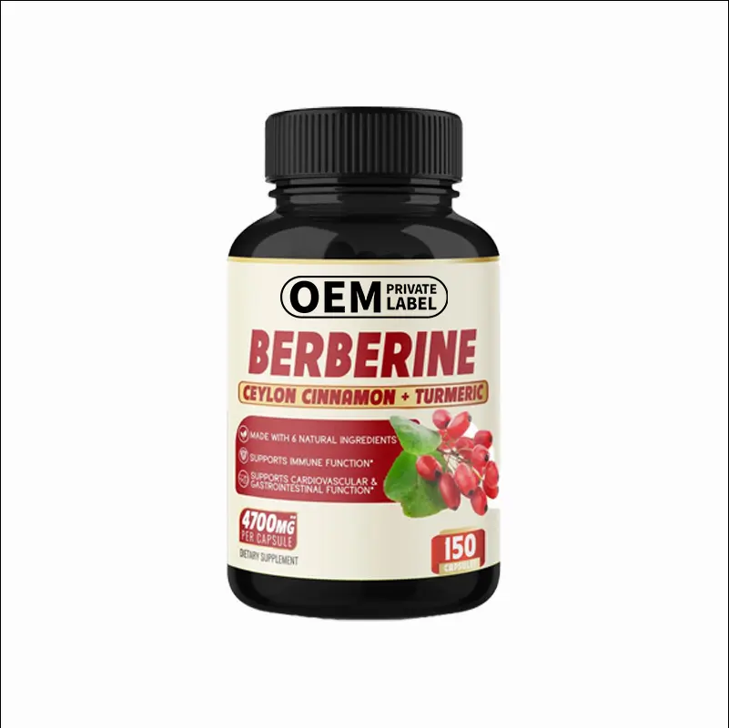 Capsules OEM de berbérine 500mg de suppléments de berbérine pilules de berbérine HCL à la cannelle de Ceylan soutiennent un système immunitaire sain