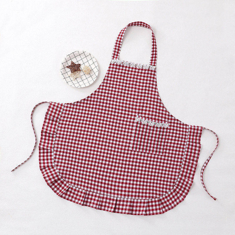 Vino Tinto-Collar de encaje a cuadros de algodón
