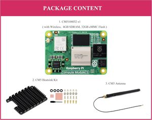 CM5 Pi Compute modulo 5 Kit con 4GB SDRAM e 32GB EMMC Flash Kit Antenna Wireless 3 elementi per Computer Case Raspberry Pi CM5