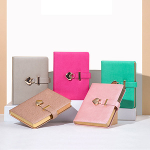 B6 logotipo personalizado colorido pu cuero diario cuaderno caja de regalo corazón bloqueo diarios blocs de notas con candado para niña - Product Image 5