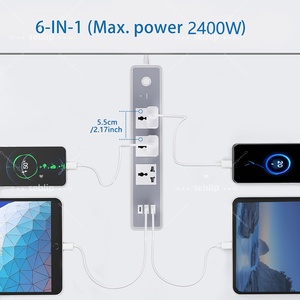 Enchufe de extensión universal AU con interruptor 3 toma de corriente USB con 3 / 4 salidas toma de corriente múltiple con protección contra sobretensiones