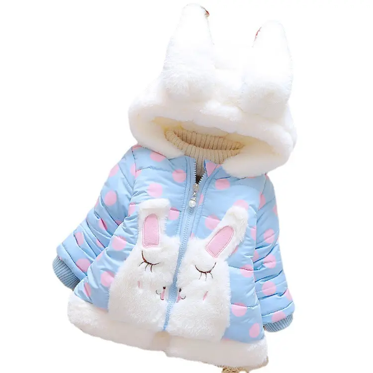 Детская флисовая зимняя куртка с кроличьими ушками