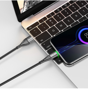 Fabrika sıcak satış yeni varış led yeşil ışık kablosu tip c hızlı şarj naylon tip c usb kablosu usb tip c 2m kablo - Product Image 4