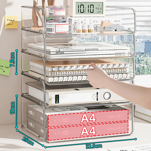 Kệ Sách Văn Phòng Nhà Sử Dụng Trong Suốt <span class=keywords><strong>Acrylic</strong></span> A4 Giấy Rõ Ràng Hiện Đại Lưu Trữ Giá PP Hộp Nhựa Thùng Container Máy Tính Để Bàn Tập Tin - Product Image 2
